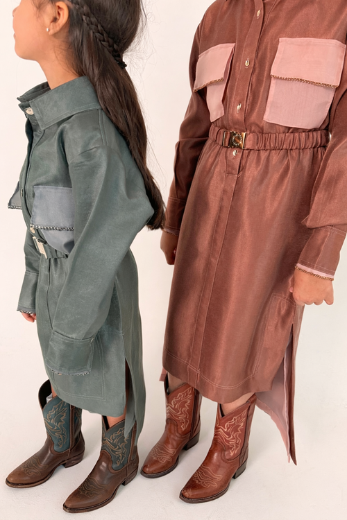 Metallic Shirt kaftan Dress