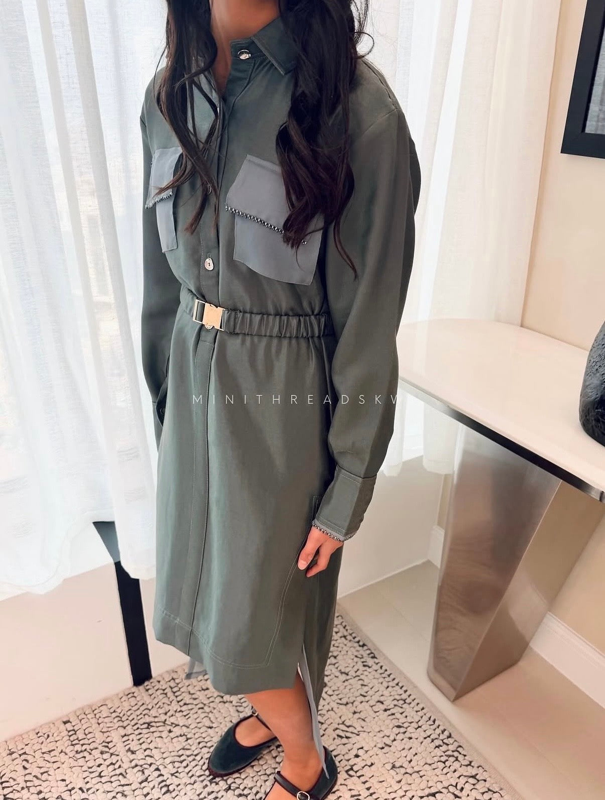 Metallic Shirt kaftan Dress