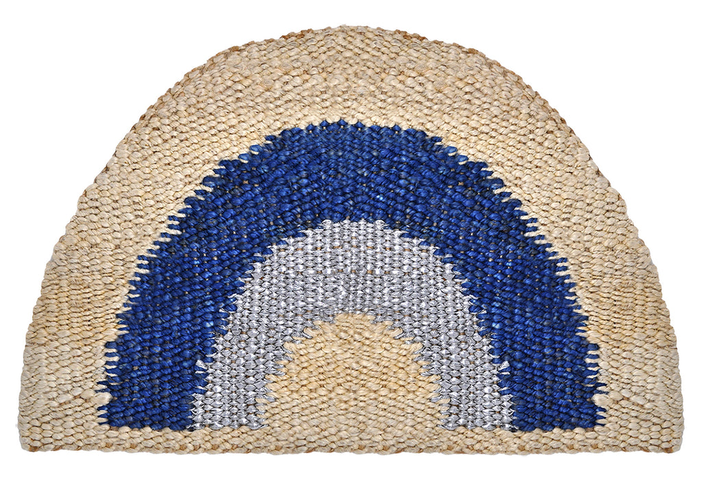 Aquarius Round Doormat - Blue/Silver